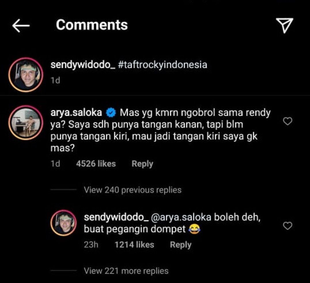 Komentar Arya Saloka di Instagram sutradara IC buat netizen heboh.