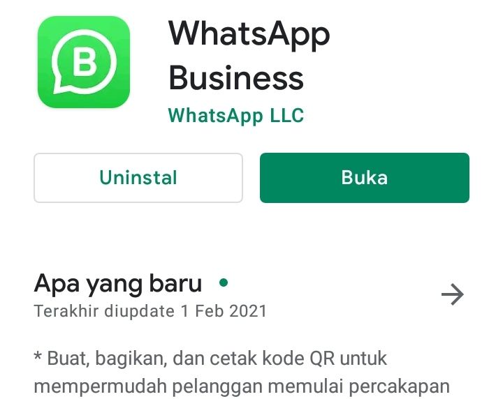 Aplikasi WhatsApp Business/tangkap layar/Play Store