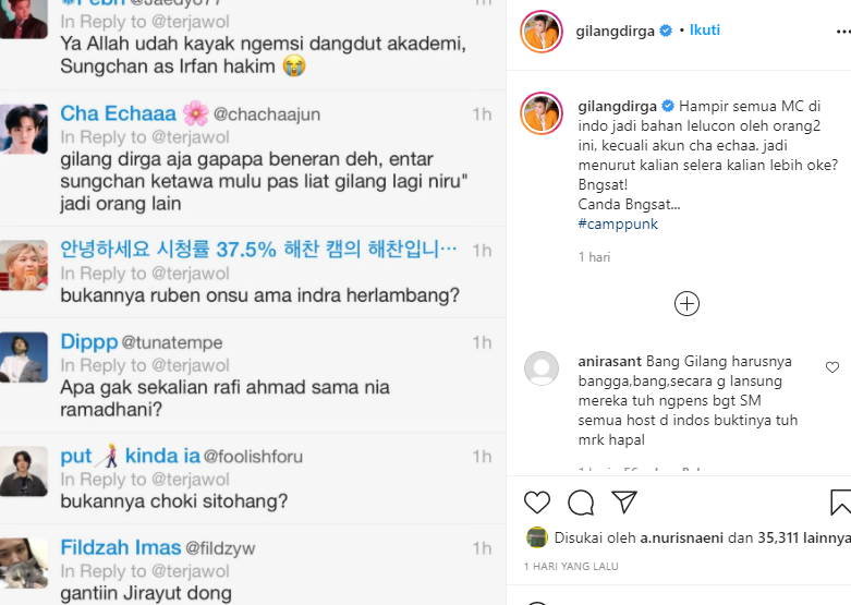 Gilang Dirga ngamuk di Instagram 