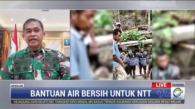 Tangkap layar pemerian bantuan air bersih untuk warga NTT oleh Pangdam IX Udayana dan Shopee Indonesia