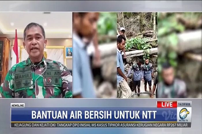 Pangdam IX Udayana Mayor Jenderal TNI Maruli Simanjuntak saat wawancara di Metro TV berkenaan dengan penanganan krisis air bersih di NTT.