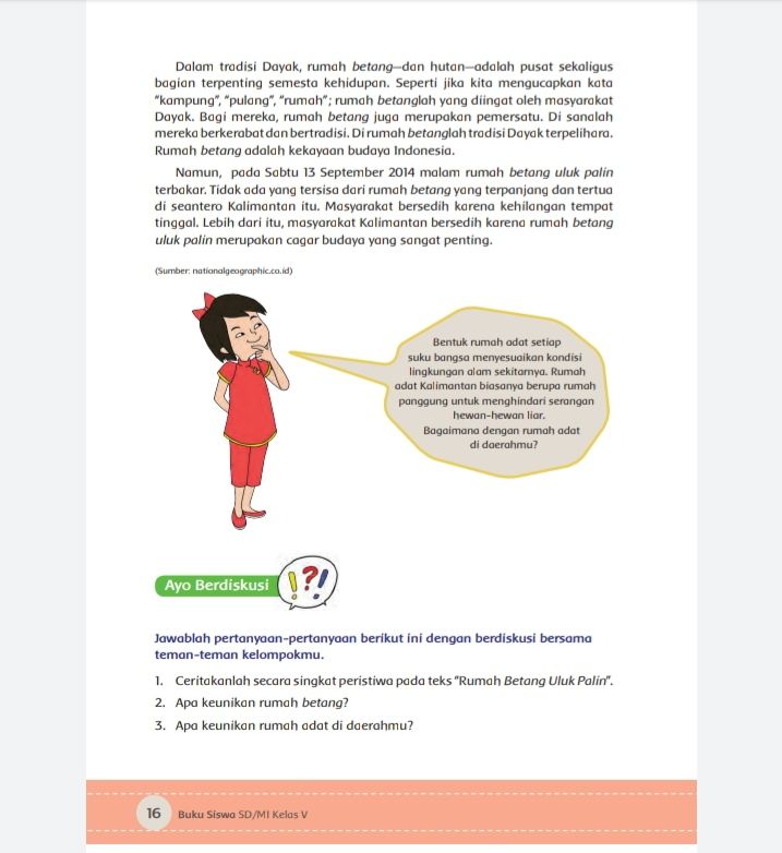 Kunci Jawaban Tema 8 Kelas 5 Halaman 16 17 18 19 20 21 22 23 24 25 Buku Tematik Rumah Betang Uluk Palin Unik Metro Lampung News