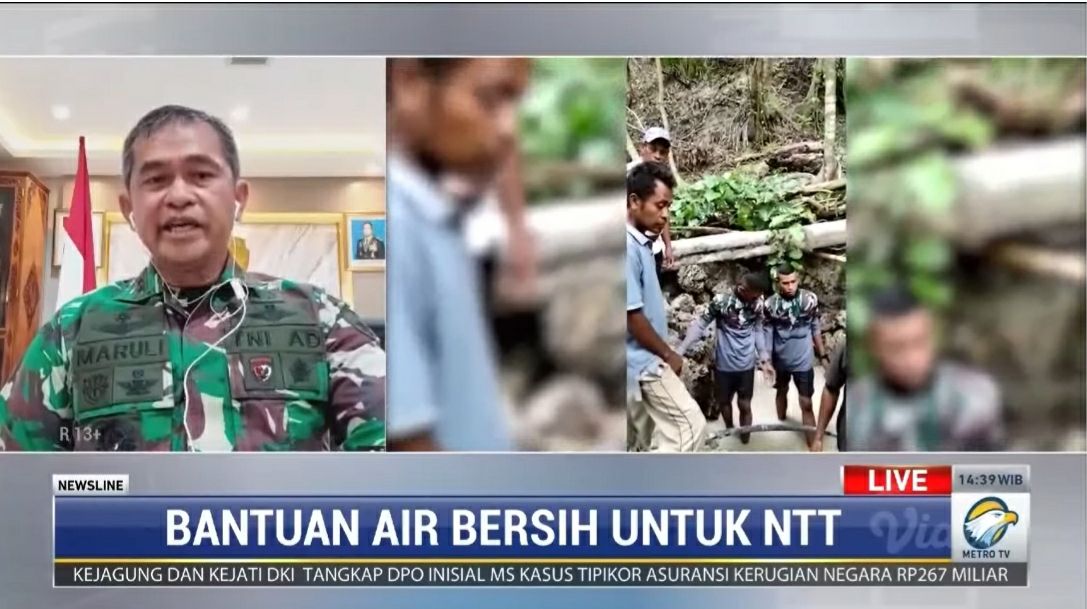 Tangkapan layar wawancara virtual Pangdam IX/ Udayana, Mayor Jenderal TNI Maruli Simanjuntak saat memaparkan proses pemberian bantuan air bersih di NTT