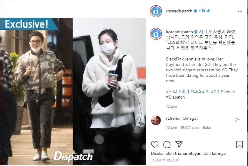 Kabar Jennie dan G-Dragon berpacaran dalam unggahan Dispatch Korea.