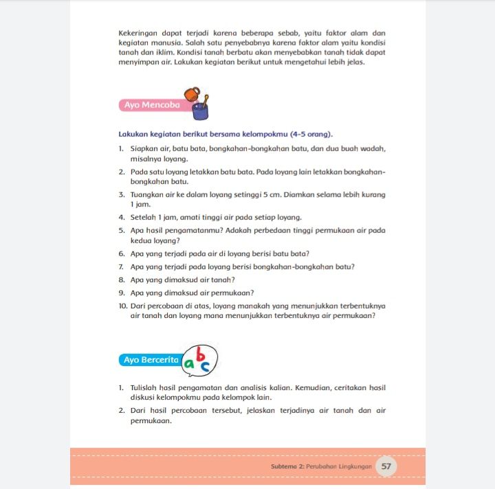 Kunci Jawaban Tema 8 Kelas 5 Halaman 51 52 53 54 55 56 57 58 59 Buku Tematik Percobaan Air Dalam Loyang Metro Lampung News