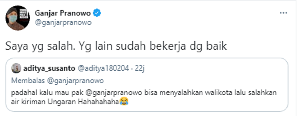 Ganjar Pranowo yang akui bahwa banjir di Semarang adalah salahnya. 
