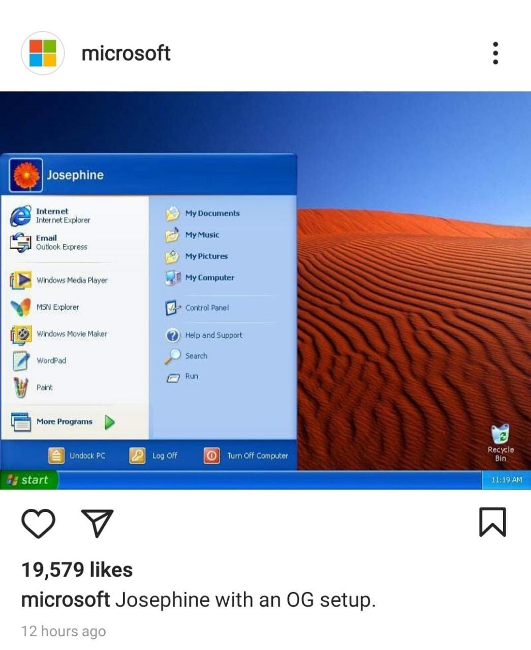 Akun Instagram @Microsoft