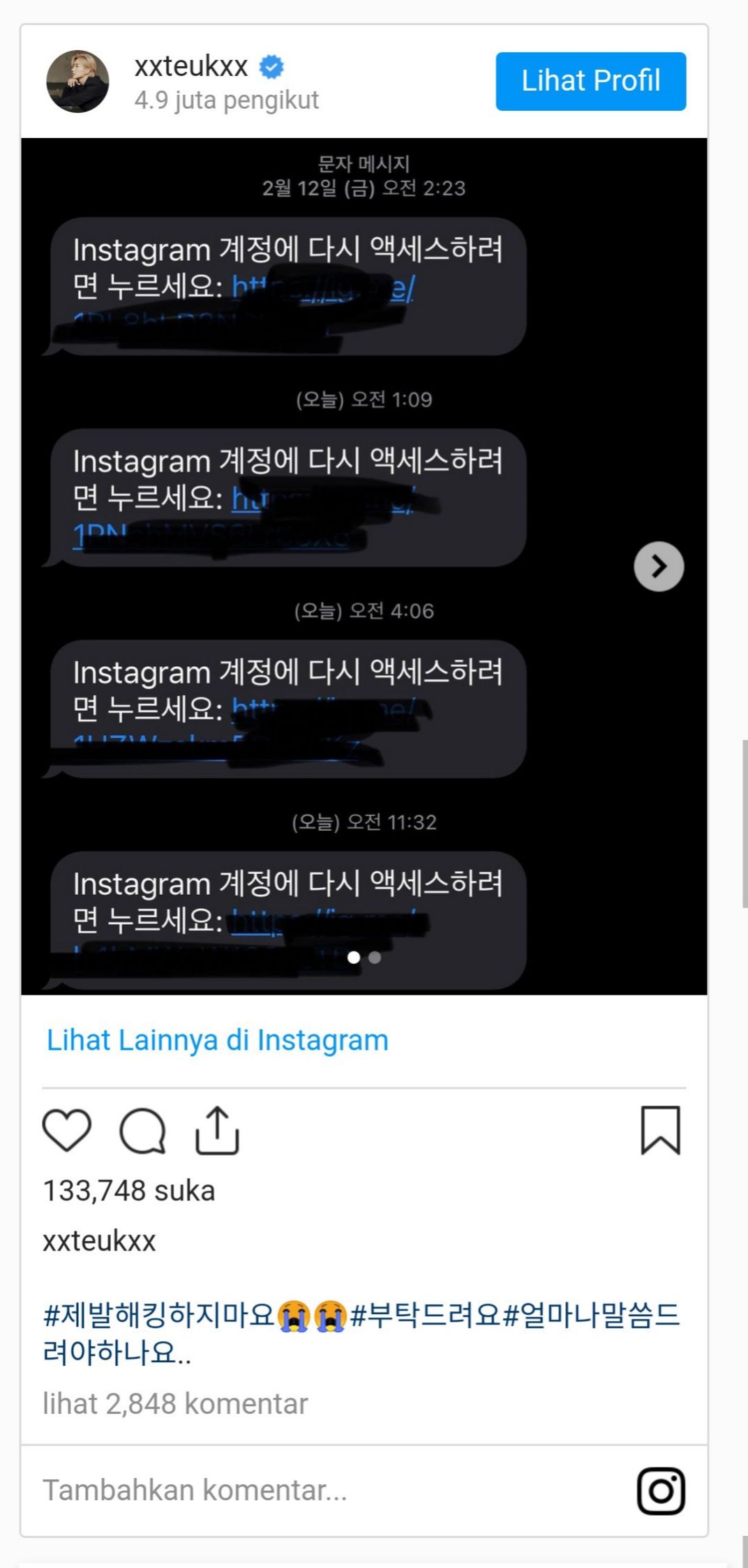 Tangkapan layar Instagram Leeteuk Super Junior / Allkpop