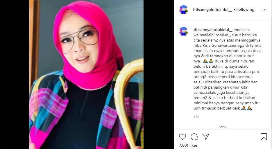 Peramal Nyai Ratu Kidul sebut duka di dunia hiburan belum berakhir setelah ucapkan belasungkawa atas meninggalnya Rina Gunawan