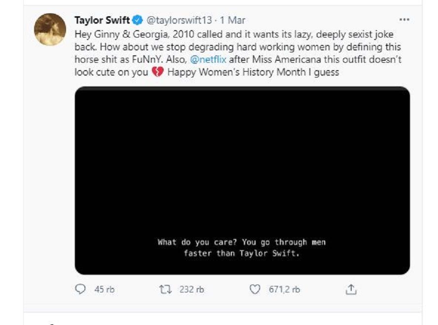 tangkap layar Twitter Taylor Swift 