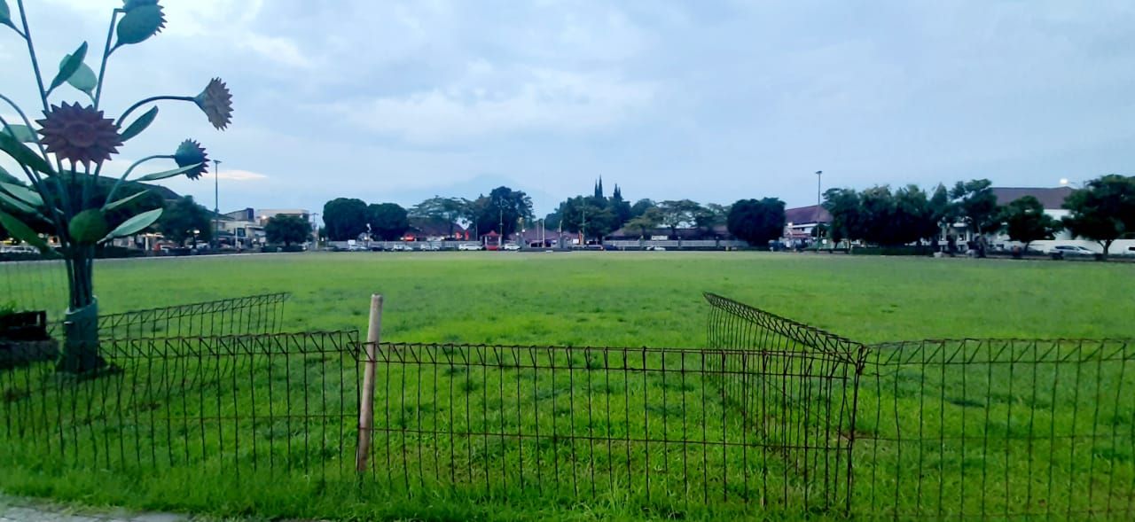 Hijaunya rumput Alun-Alun Purwokerto yang tidak didapati saat alun-alun ini dibuka untuk masyarakat