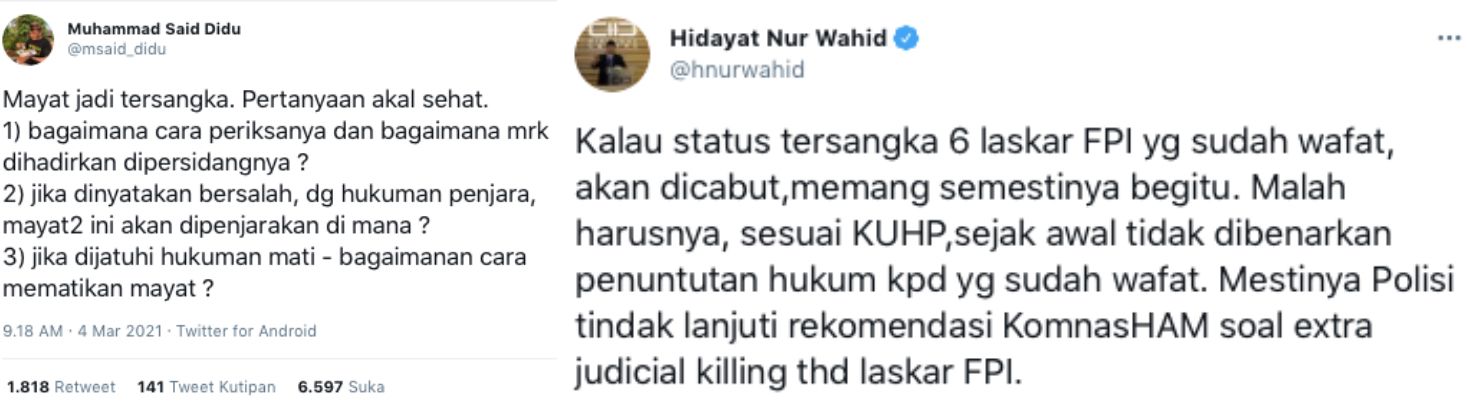 Cuitan Said Didu dan Hidayat Nur Wahid.*