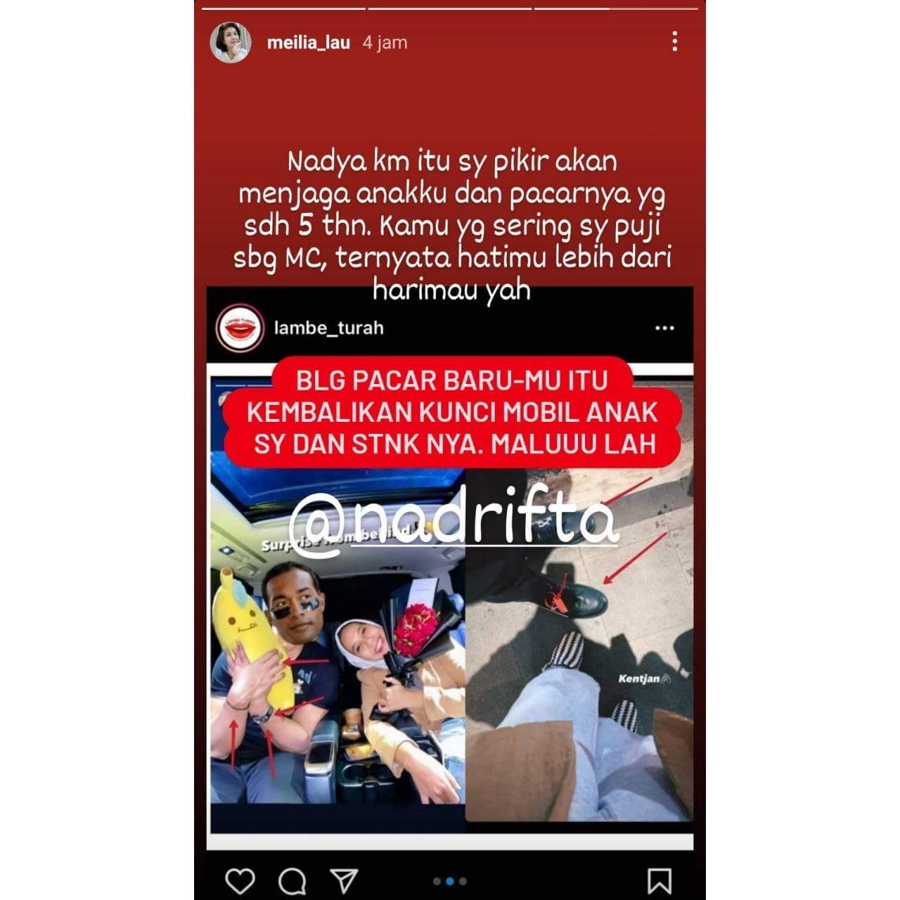 Unggahan Story Instagram Meilia Lau Sindir Nadya Pacar Baru Kaesang