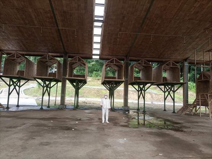 Interior Gedung Kesenian Subang didominasi bambu yang menghabiskan anggaran Rp6,4 milyar oleh PUPR Subang