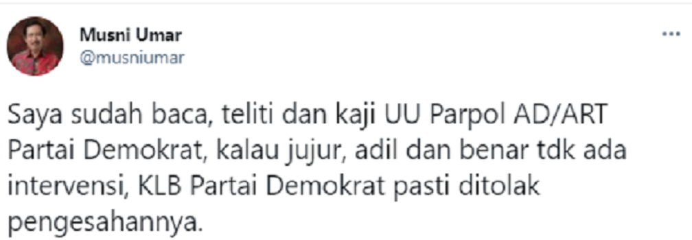 Musni Umar menanggapi KLB Partai Demokrat.*