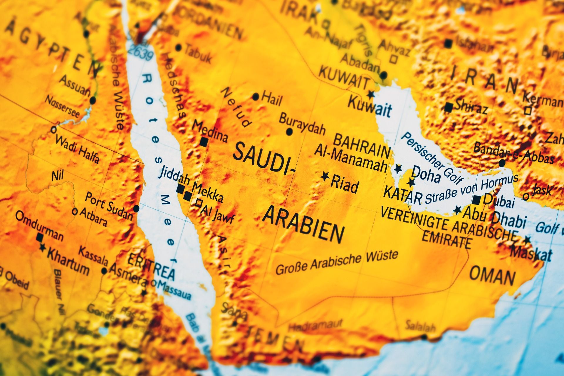 Ilustrasi peta Arab Saudi.