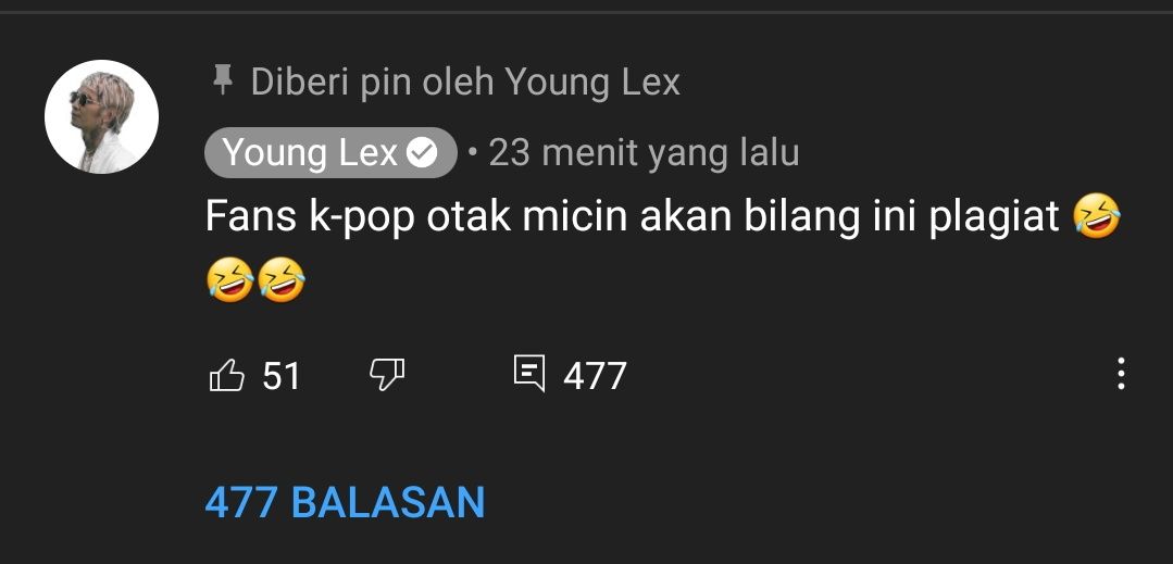 Komen Young Lex menyebut fans K-Pop otak micin