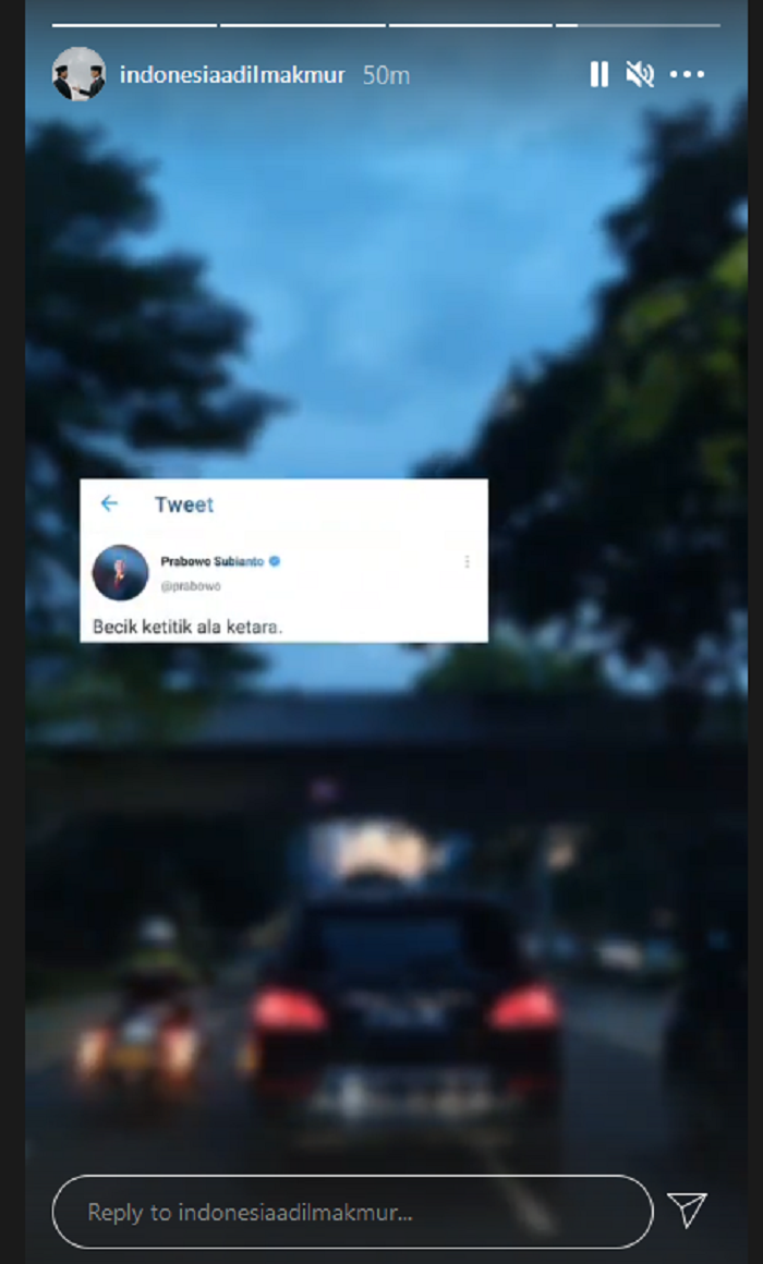 Hail Tangkap layar akun Instagram Indonesia Adil makmur