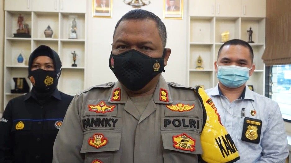 Kapolres Purbalingga AKBP Fannky Ani Sugiharto didampingi Kasat Reskrim dan Kasubag Humas.
