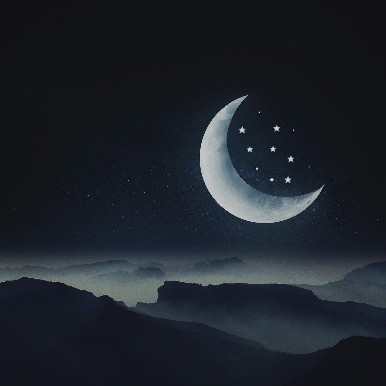 Contoh gambar bulan dan bintang