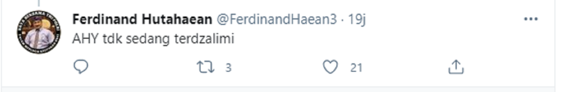 Tangkapan layar citan Ferdinand Hutahaean.*