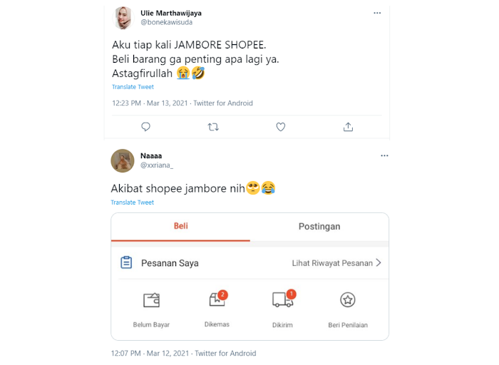 Lagi, testimoni netizen terkait Promo Shopee Murah Lebay/Screenshot akun Twitter @bapakwisuda