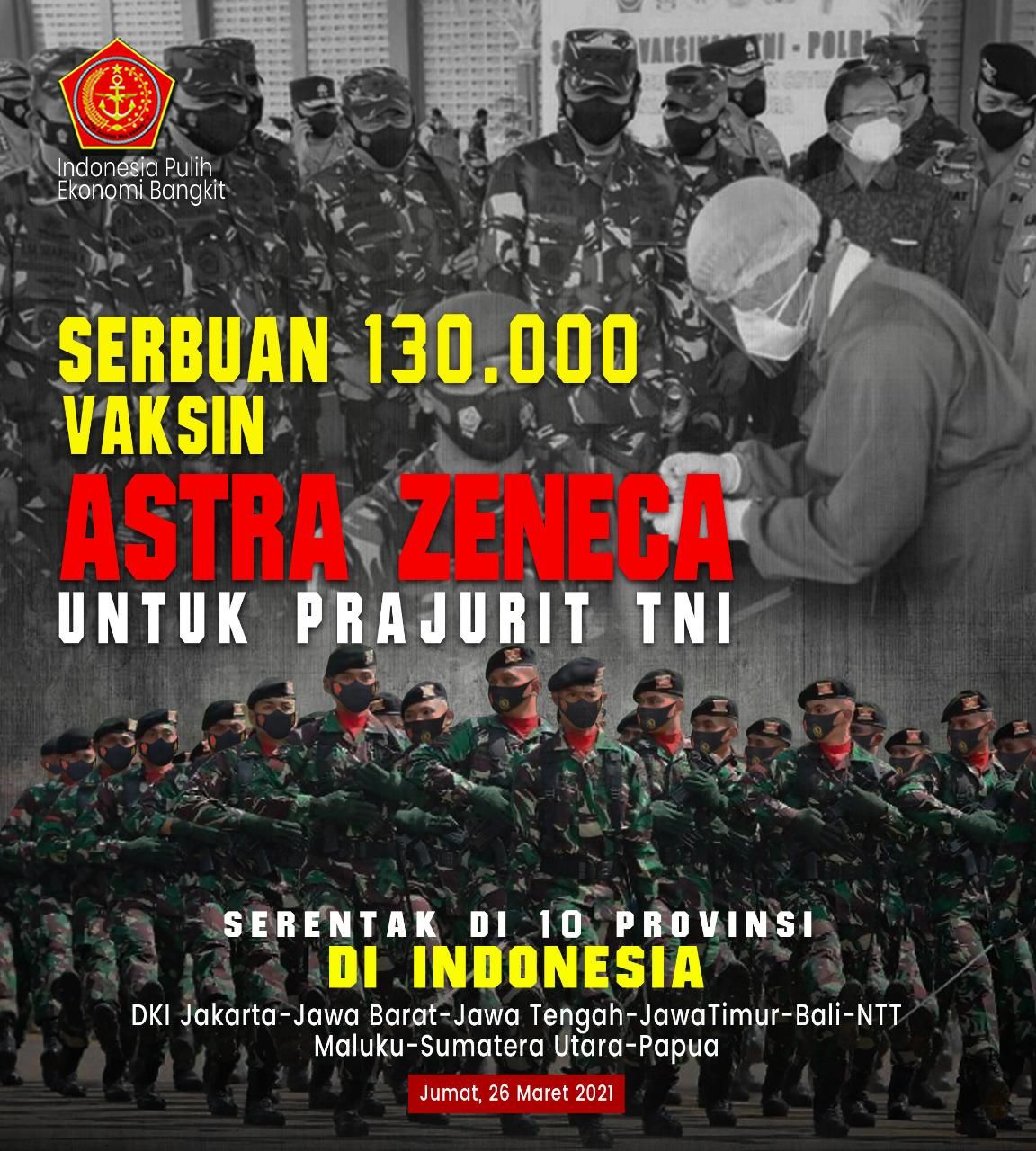 Panglima TNI Terima 130.000 Vaksin AstraZeneca dari Menteri Kesehatan untuk Prajurit TNI./Puspen TNI