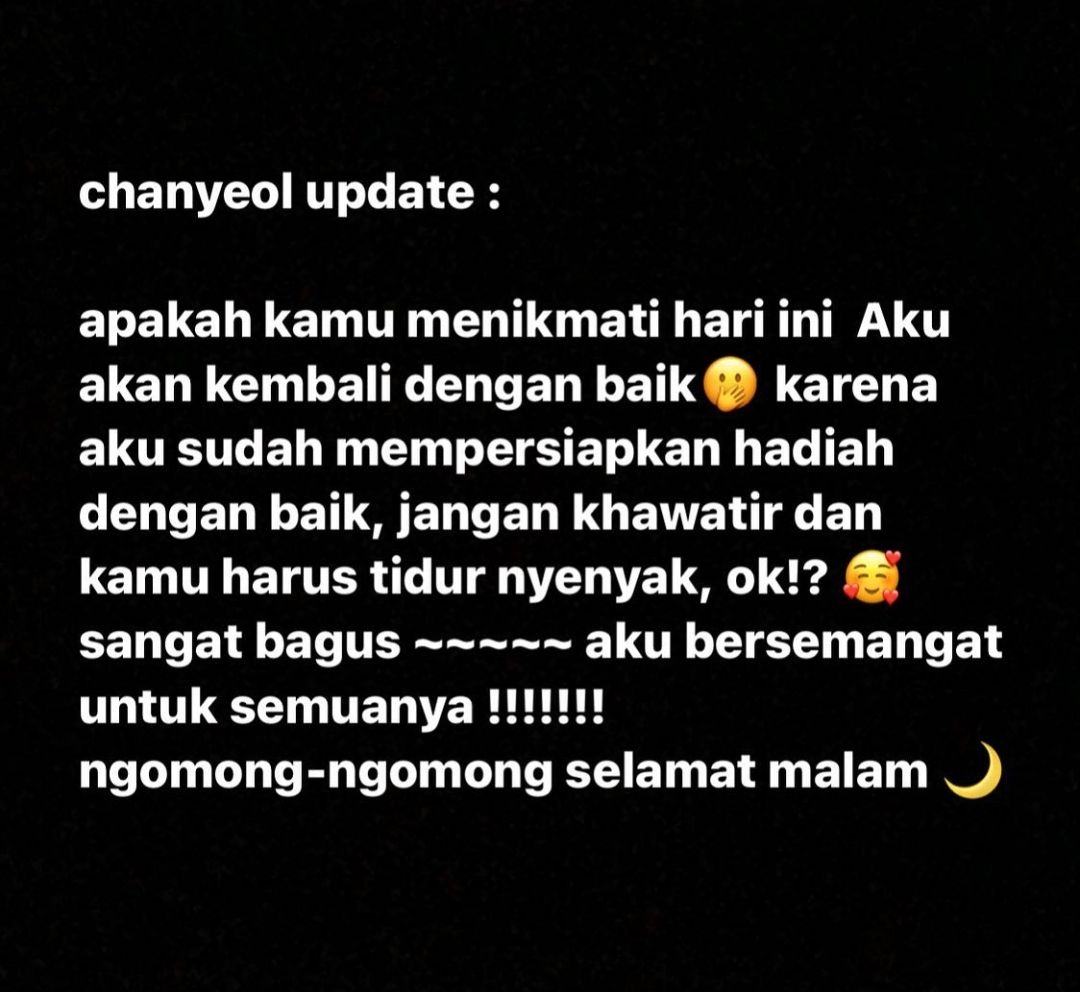 Update story Park Chanyeol menyapa para fans sebelum berangkat wamil