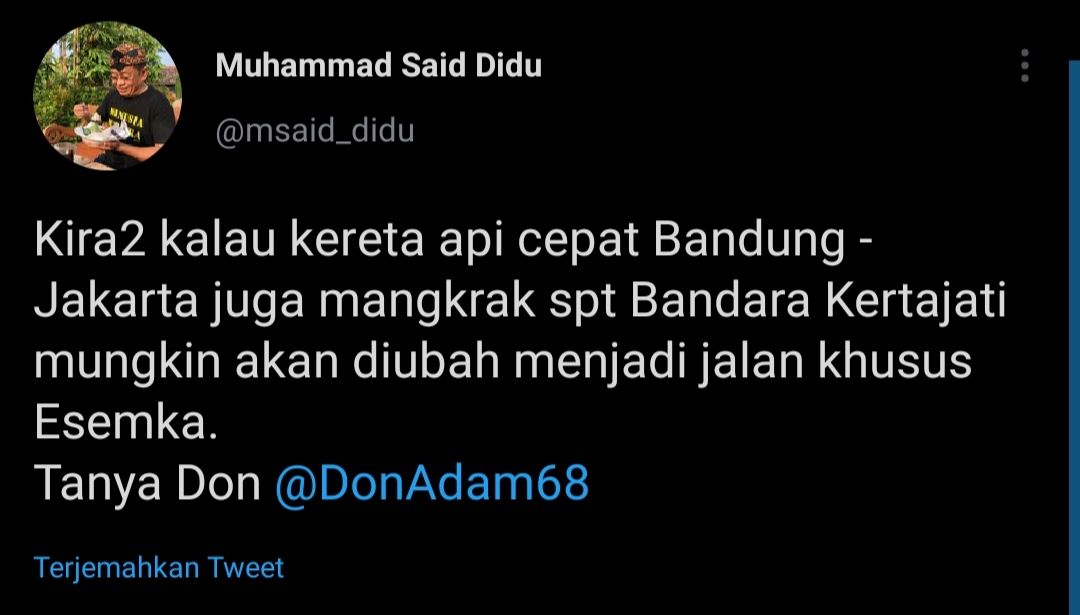 Cuitan Said Didu yang menyinggung soal Kereta Cepat Jakarta-Bandung.
