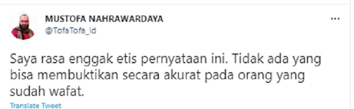Mustofa Nahrawardaya menanggapi pernyataan Kepala BNPT, Komjen Boy Rafli Amar, yang menyebut pelaku bom Makassar 'bulan madu'.*