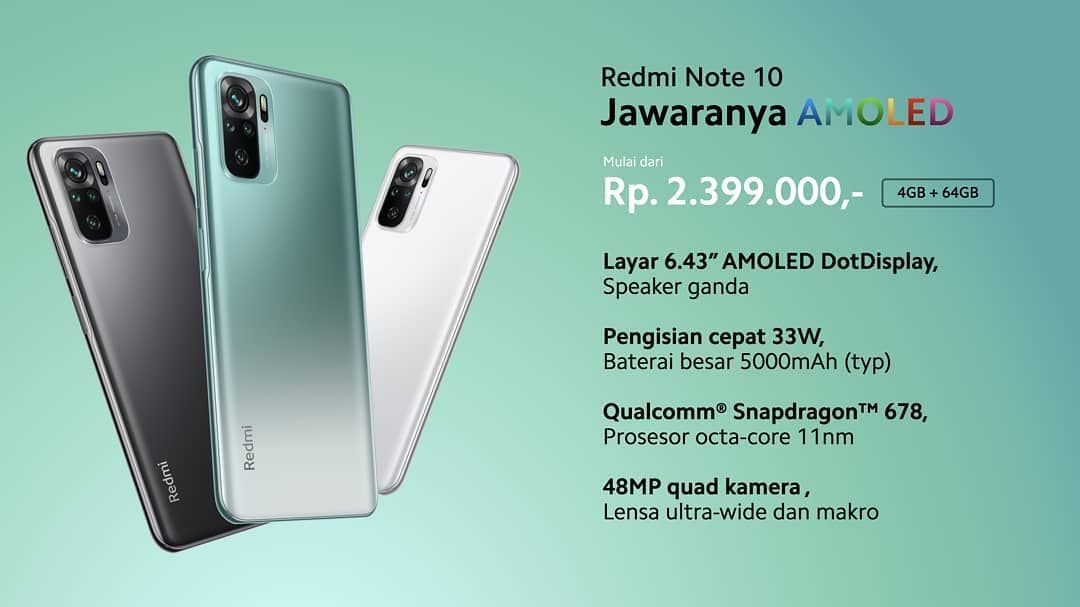 Foto harga Redmi Note 10 di market place Indonesia