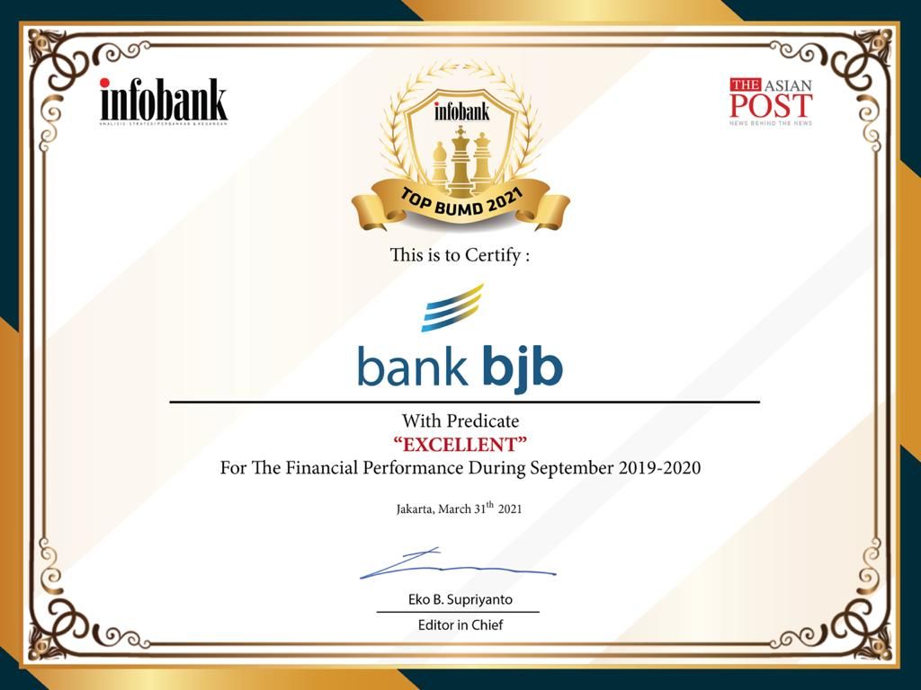 bank bjb menyabet pengharaan Infobank Top BUMD Award 2021 sebagai salah satu Bank Pembangunan Daerah (BPD) dengan kinerja terbaik di Indonesia.