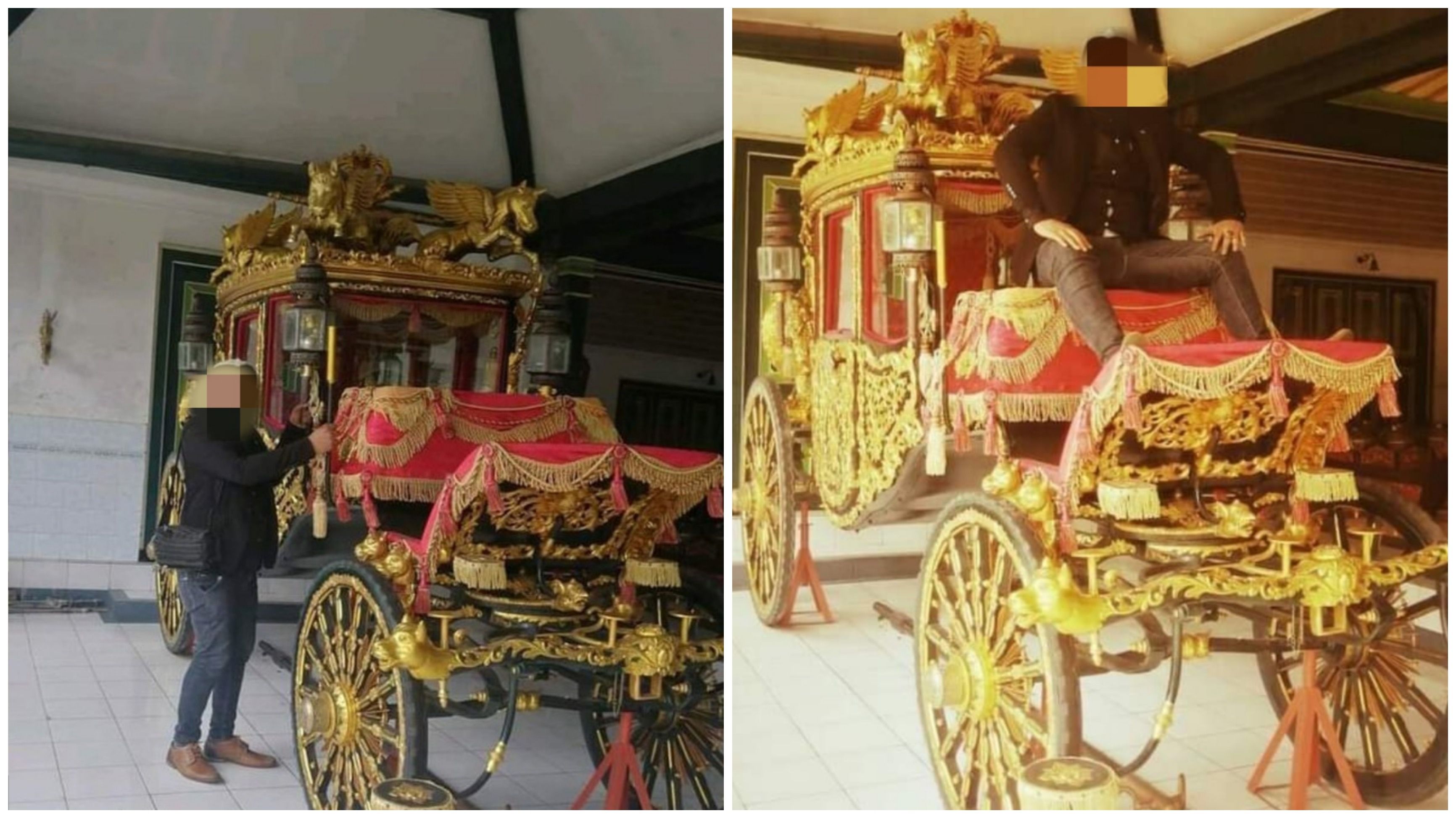 Viral Aksi Nekat Pria Duduk di Atas Kereta Kencana Kraton Jogja 