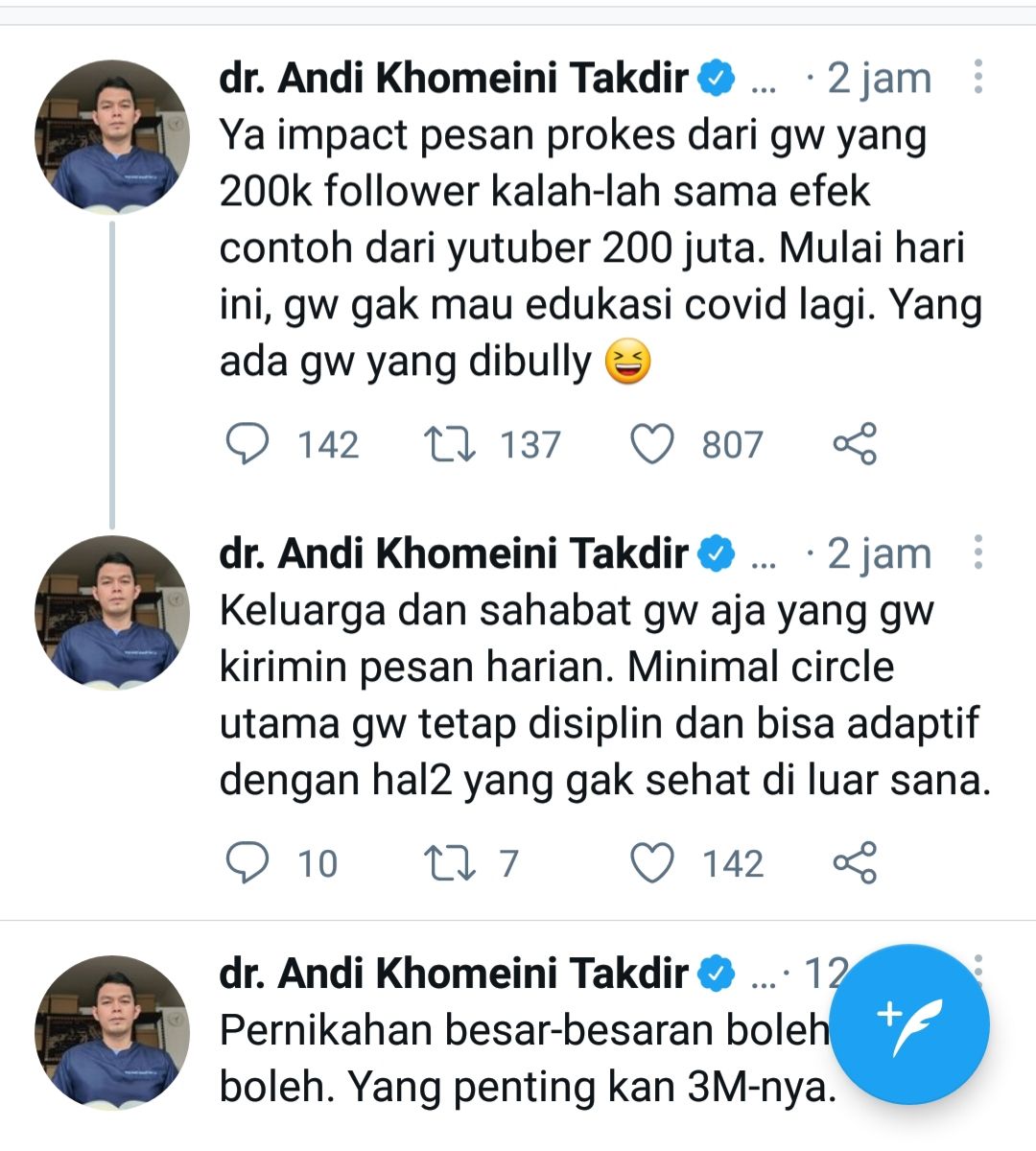 Screen capture tweet dr. Andi  Khomeini Takdir
