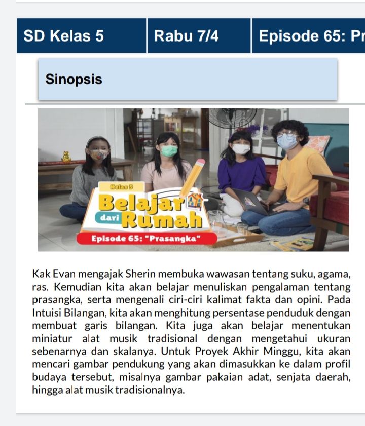 Soal Dan Jawaban Tvri Dan Tv Edukasi Kelas 5 Rabu 7 April 2021 Hari Ini Bdr Tentang Prasangka Pada Episode 65 Metro Lampung News