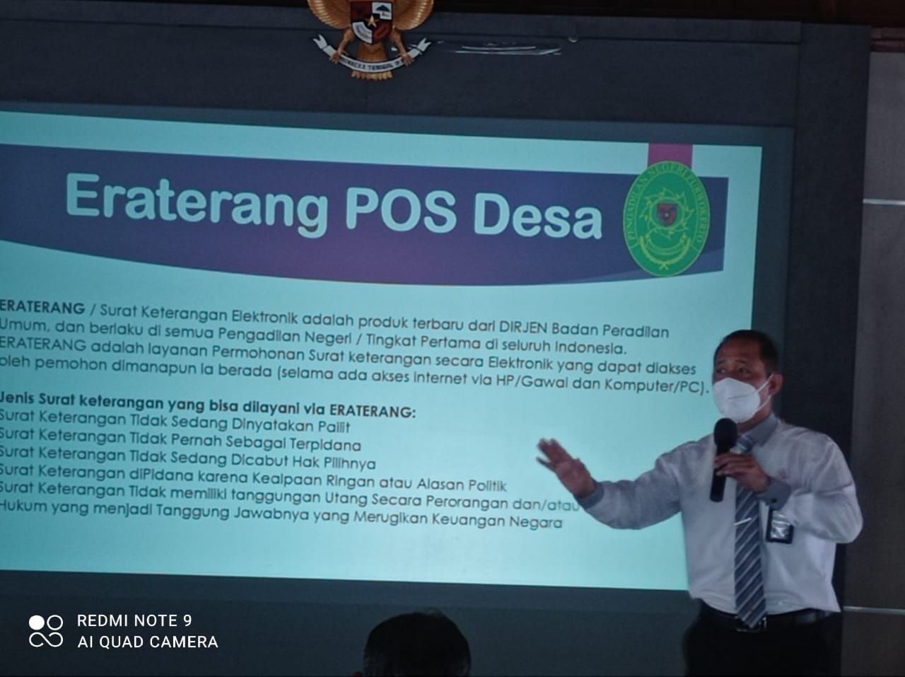 Sosialisasi Erposdesa oleh PN Purwokerto di Pendapa Sipanji, Purwokerto, Rabu 7 April 2021.