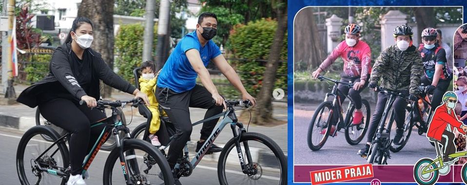 Bobby Nasution dan Gibran Rakabuming sama-sama naik sepeda