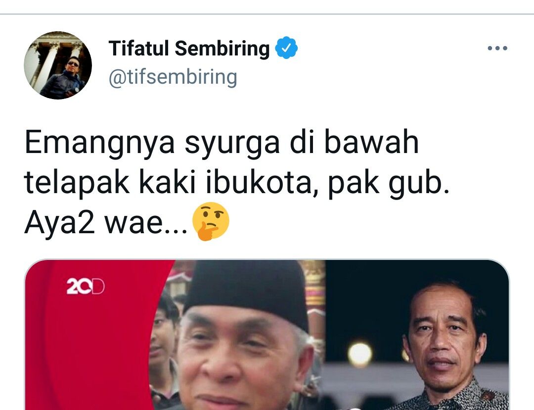 Tifatul Sembiring singgung pernyatan Kubernur Kaltim bilang Jokowi masuk surga