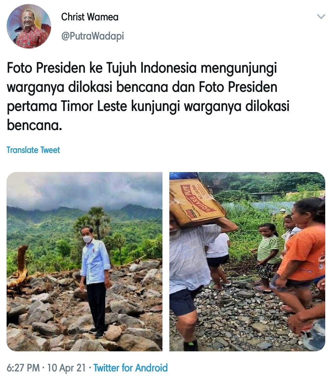 Cuitan Tokoh Papua Christ Wamea Bandingkan Jokowi dan Xanana Gusmão