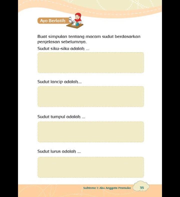 Kunci Jawaban Tema 8 Kelas 3 Halaman 35 36 37 38 39 40 41 42 43 44 Mengenal Sudut Lancip Besarnya Derajat Metro Lampung News