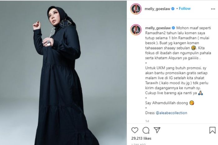 Unggahan Melly Goeslaw.*