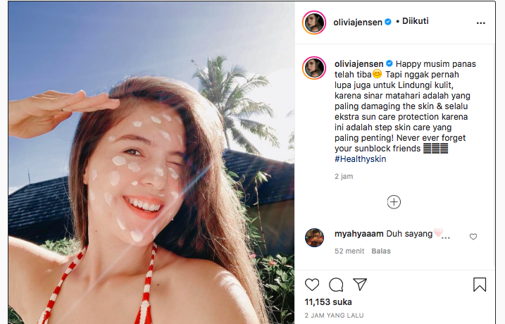 Unggahan Instagram Olivia Jensen.*