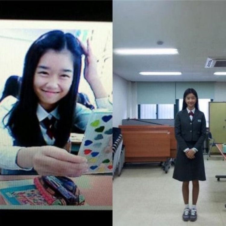 Foto Seo Ye Ji semasa duduk di bangku sekolah menengah yang beredar di media sosial Korea.