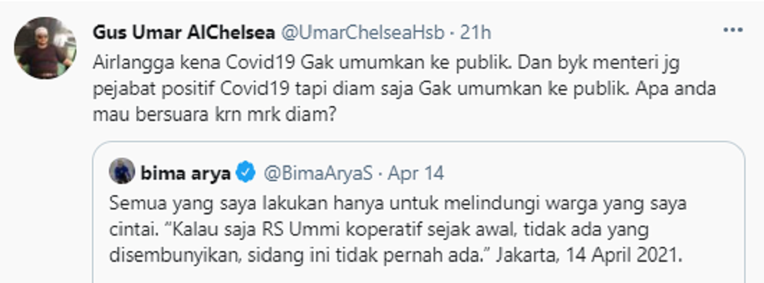Cuitan Gus Umar soal tindakan Wali Kota Bogor Bima Arya.