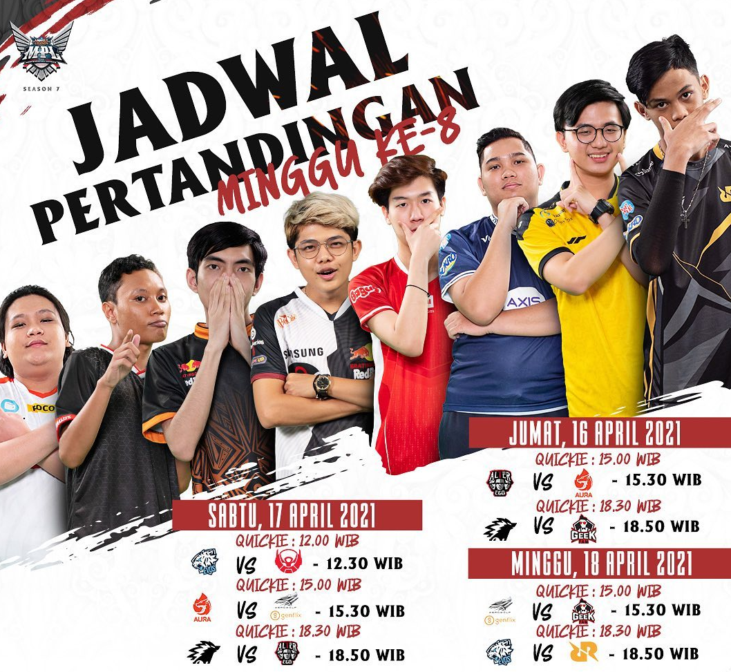 Jadwal Mpl Indonesia Season 7 Pekan Ke 8 17 April 2021 Ada Evos Legends Dan Onic Esports Vs Alter Ego Jurnal Trip