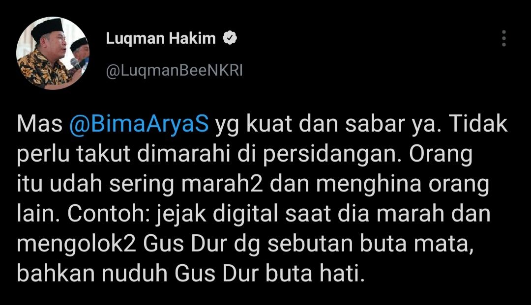 Cuitan Luqman Hakim soal kesaksian Walkot Bogor, Bima Arya di persidangan Habib Rizieq.