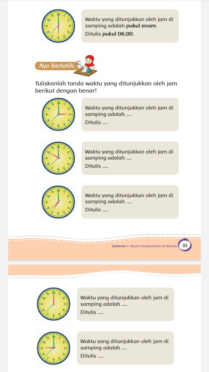 Kunci Jawaban Tema 8 Kelas 2 Halaman 28 29 30 31 32 33 34 35 36 37 38 39 Lengkap Waktu Jam Ditulis Pukul Tiga Metro Lampung News