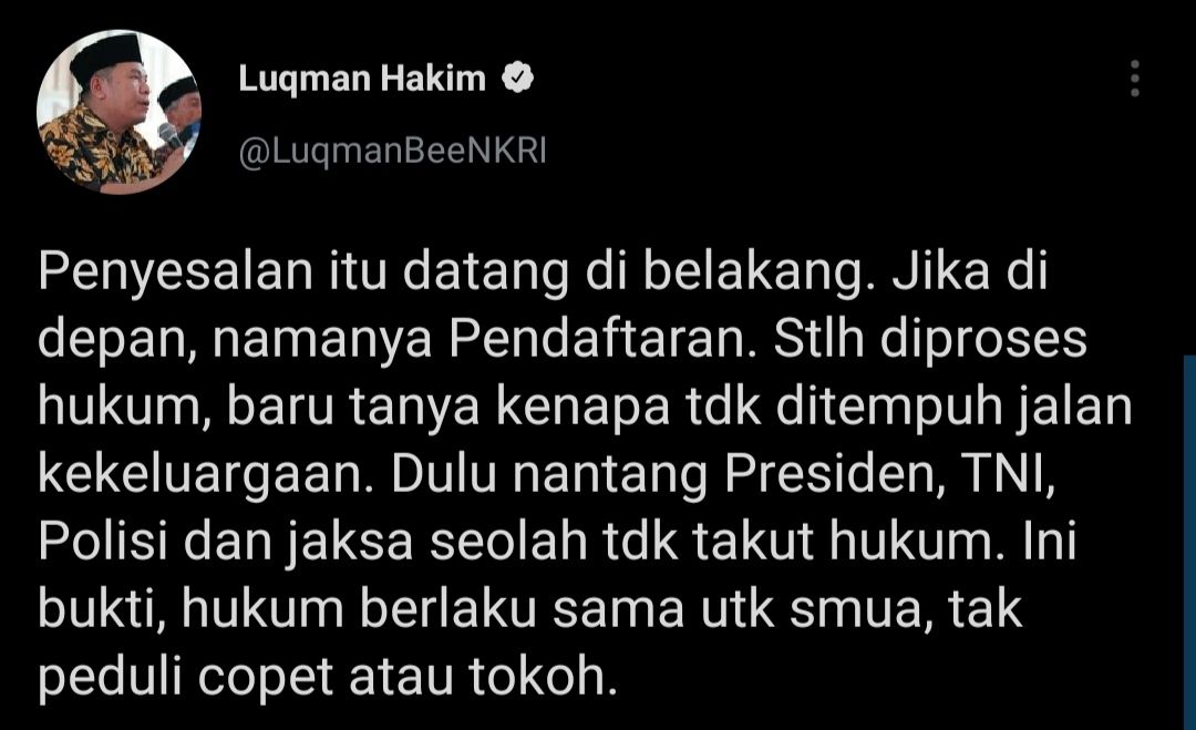 Cuitan Anggota DPR Fraksi PKB, Luqman Hakim.
