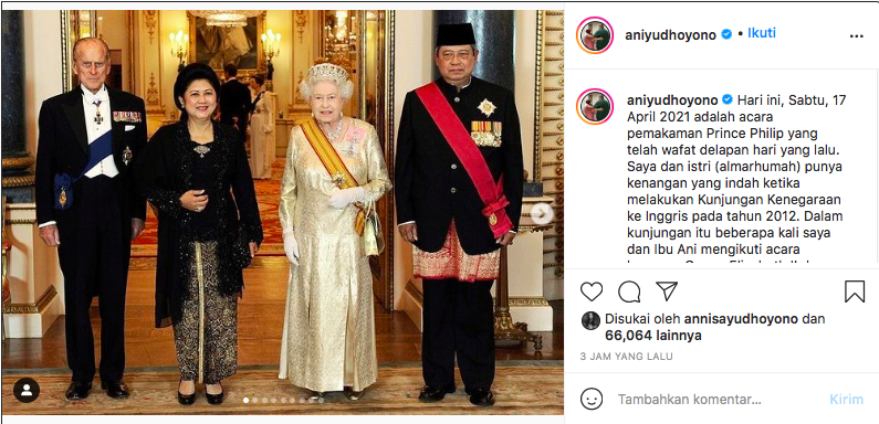 Postingan Instagram mendiang Ani Yudhoyono.*