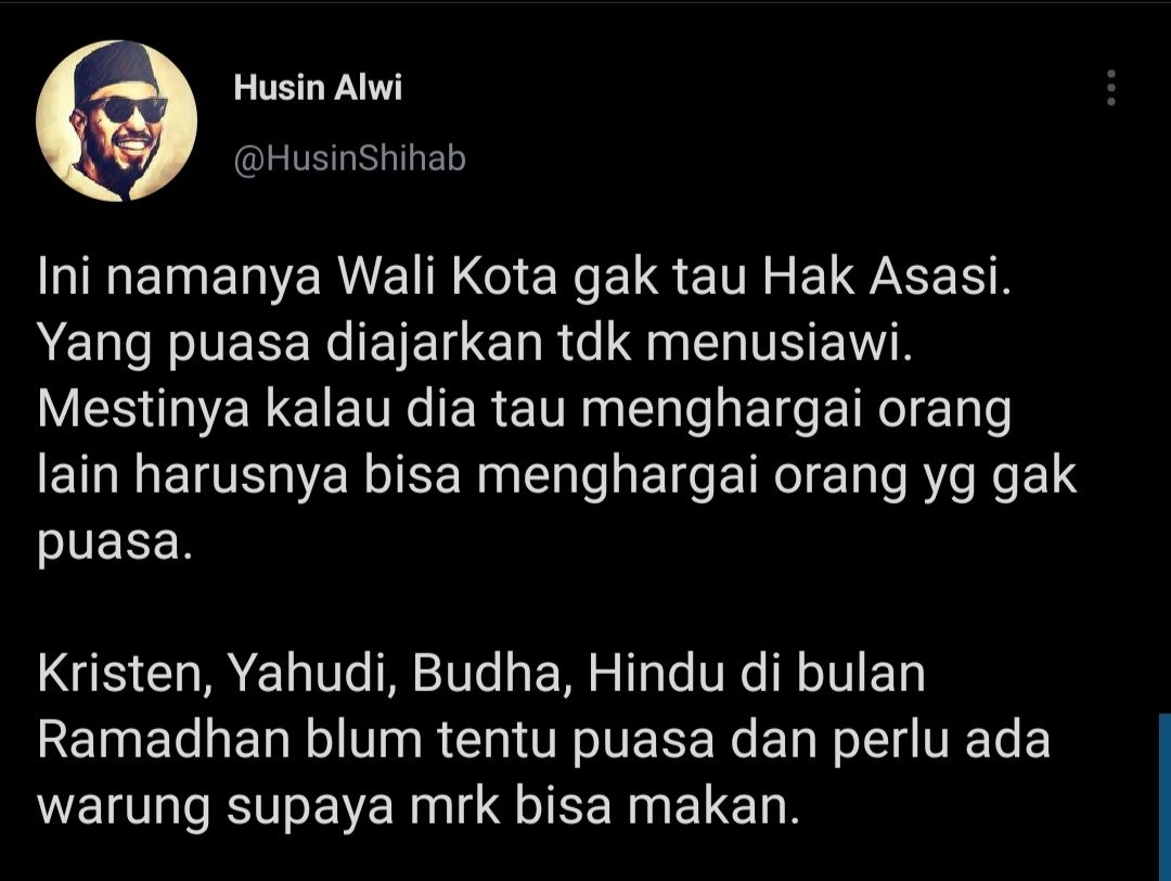 Cuitan Husin Shihab yang mengkritik Wali Kota Serang, Syafrudin.